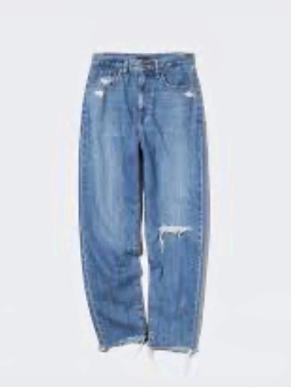 NEW Uniqlo Peg Top high rise  Jeans (Damage) Distressed Blue Jeans 24